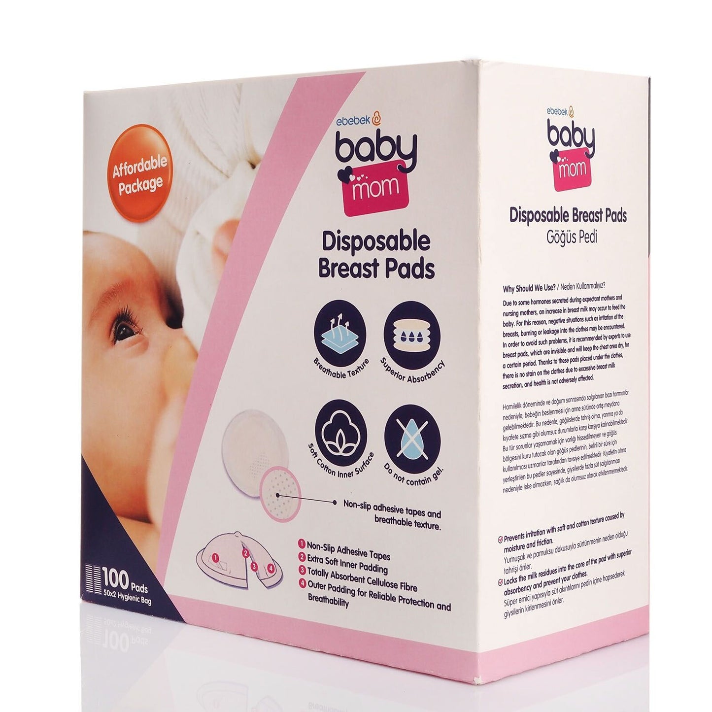baby mom Absorbent Breast Pads for Mothers 100 pcs