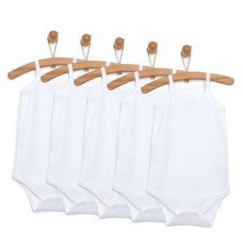 HelloBaby Basic Rib Rope Strap Baby Bodysuit 5 pcs - White