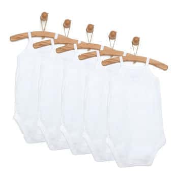 HelloBaby Basic Rib Rope Strap Baby Bodysuit 5 pcs - White