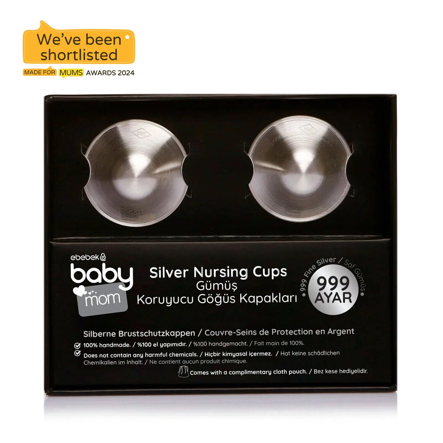 baby mom 2-Pack 999 Sterling Silver Nipple Shield Cover/Nipple Cups