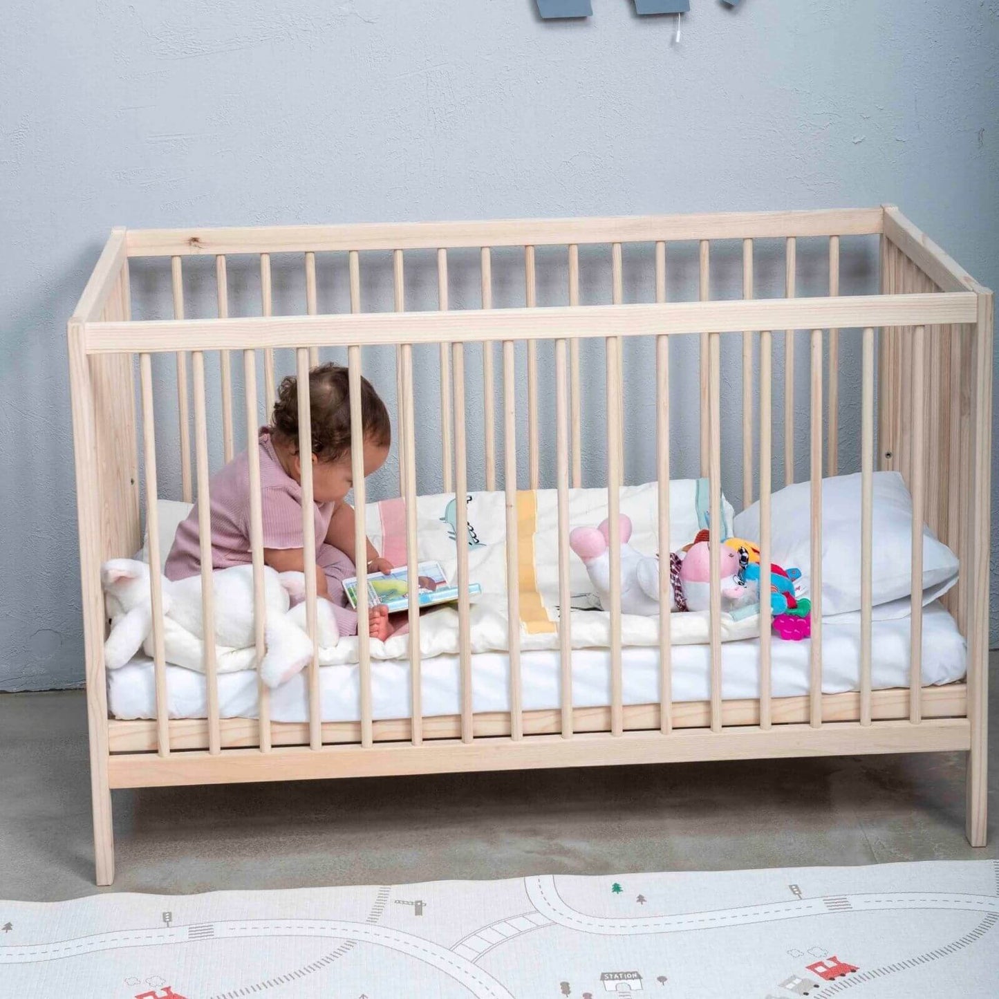 Kukka Natural Wood 2-Level Cot 60x120 cm