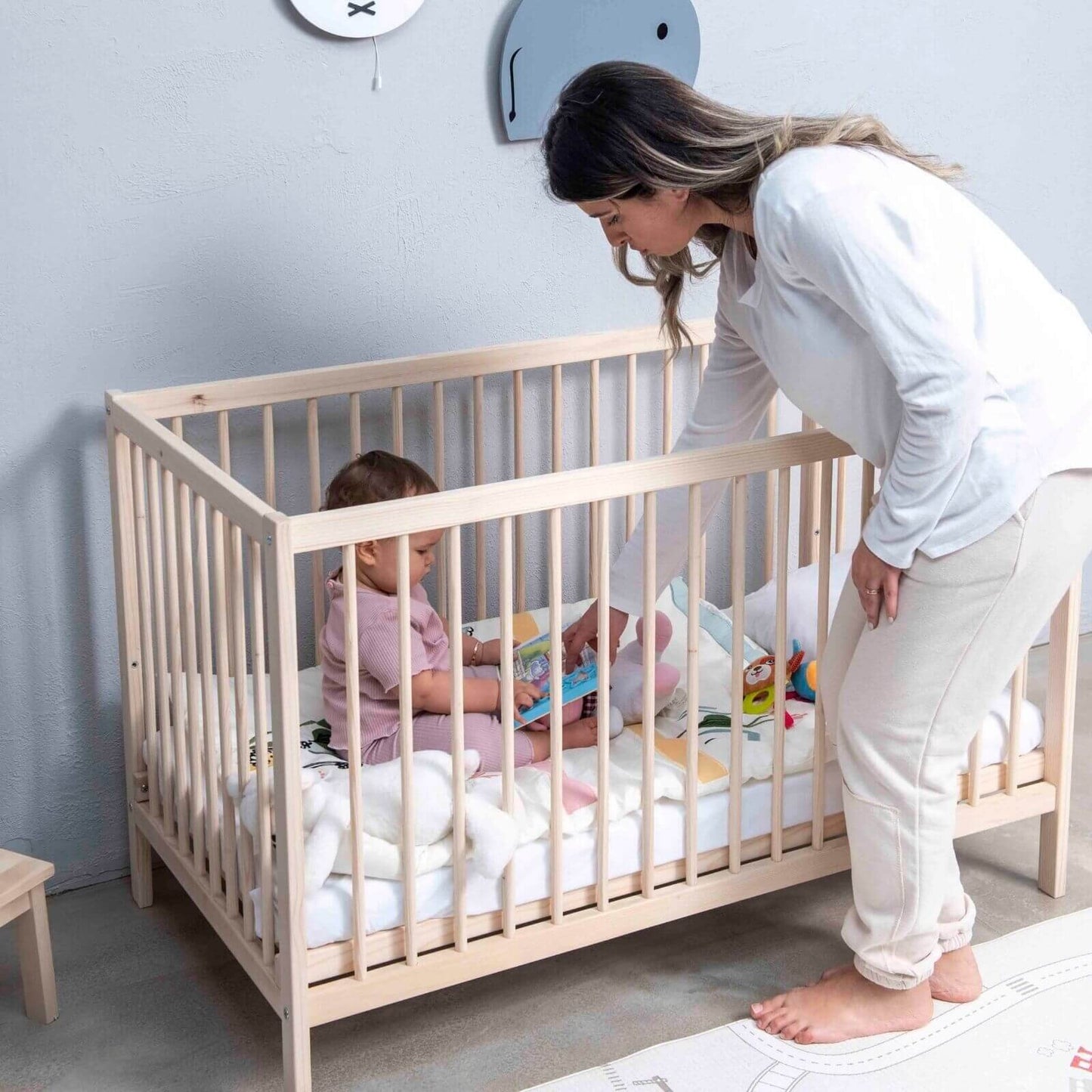 Kukka Natural Wood 2-Level Cot 60x120 cm
